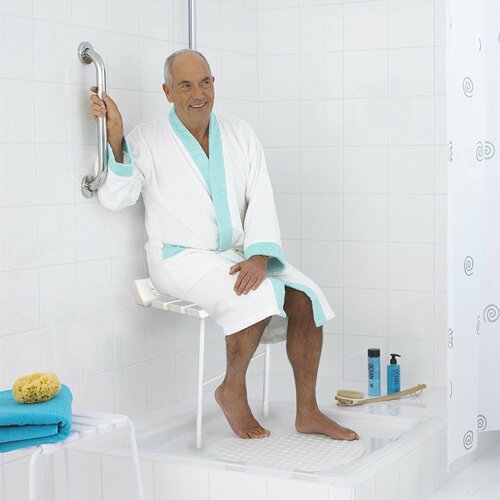 SAPHO A0020301 Klappbarer Duschsitz für Behinderte mit Stütze, weiß