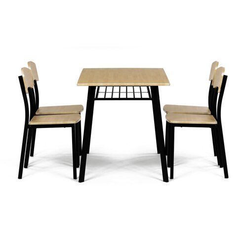 Set de masă Industrial cu 4 scaune, 110 x 70 x 76cm, maro