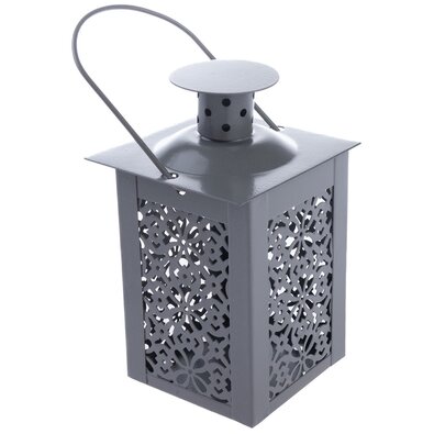 Felinar din metal Saima pentru lumânări, gri , 7,5x 12 x 7,5 cm