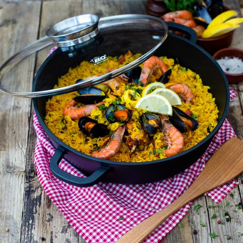 Elo 19628 Brytfanna z pokrywą szklaną i uchwytem aromatycznym Alucast 28 cm