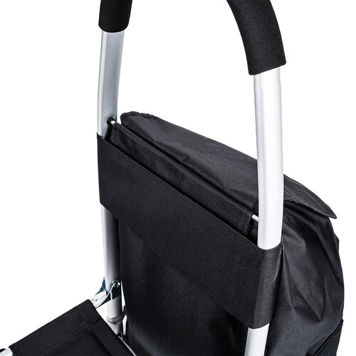 Aldotrade Nákupná taška na kolieskach so sedátkom Comfort, čierna