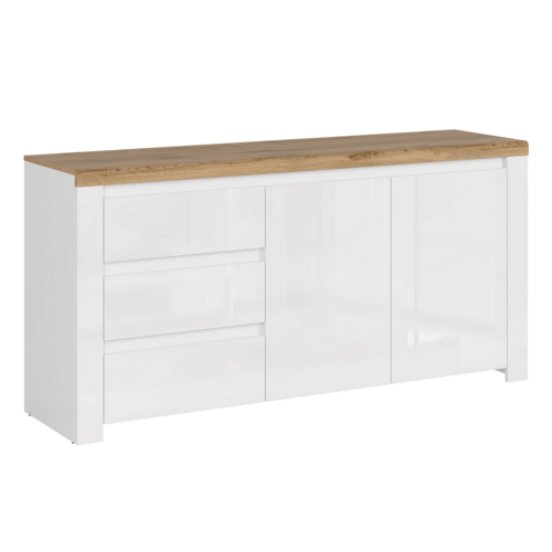 Komoda VILGO 2D3S, lesklá biela