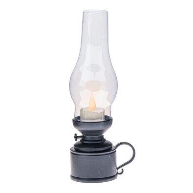 Plastikowa latarnia z świeczką LED Flame, wys.24,5 cm, czarny