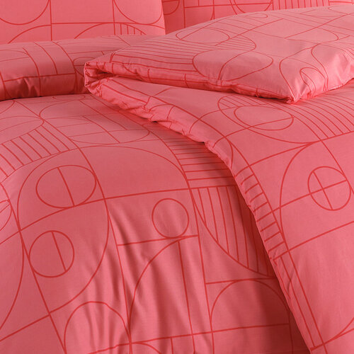 BedTex pamut ágynemét Geo Sunset Coral, 140 x 200 cm, 70 x 90 cm