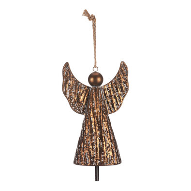 Decorație de Crăciun suspendată Înger-clopoțel,metal, 33 cm