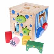Ecotoys Dřevěná edukační kostka, 15 x 15 x 14,5 cm