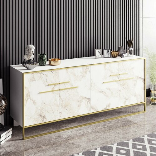 Schrank Polka Gold and White