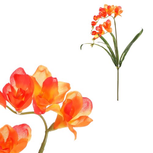 Floare artificială Frezie, portocaliu, 15 x 5 x 60cm