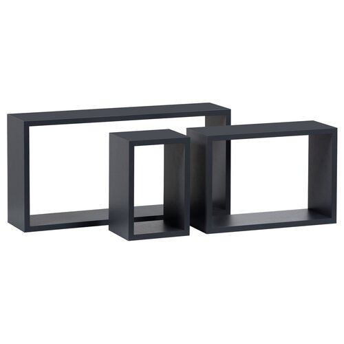 Wandregal-Set P-009, mattgrau, 3 Stück