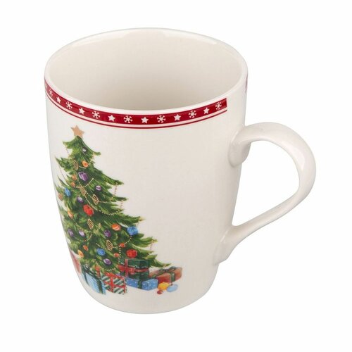 Altom Kubek porcelanowy z pokrywką i sitkiem Christmas tree, 300 ml