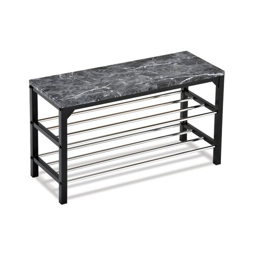 Schuhregal/Taboret 2 Etagen Black Marble, 77 x 29 x 42 cm