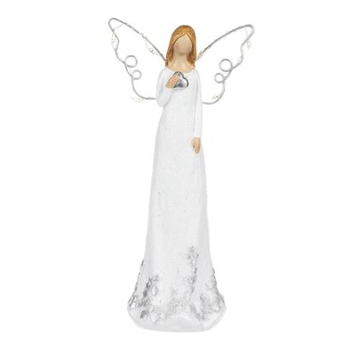 Božična dekoracija Angel z svetlečimi krili,poliester, 19 cm