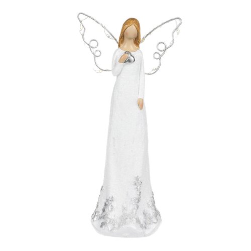 Božična dekoracija Angel z svetlečimi krili,poliester, 19 cm
