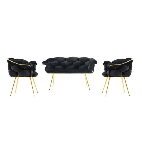 Sedací souprava Balon Black and Gold, 3 ks