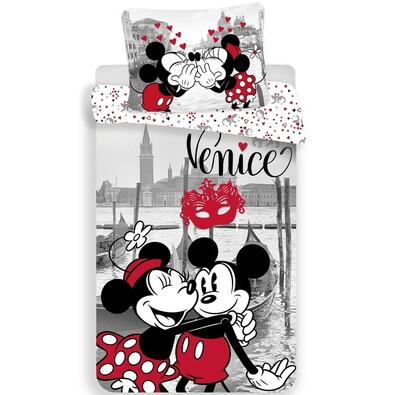 Mickey and Minnie in Venice gyermek pamut ágynemű, 140 x 200 cm, 70 x 90 cm
