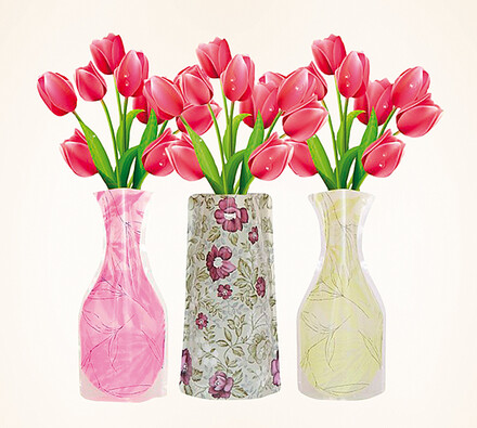 Skládacie vázy, sada 3 ks, viacfarebná, 19 x 28 cm