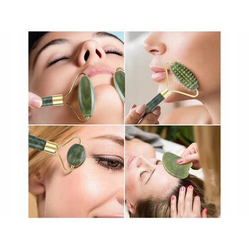 Nephrit-Gesichtsmassage-Roller-Set Jade