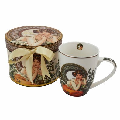 Kubek porcelanowy Alfons Mucha 340 ml w pudełku prezentowym