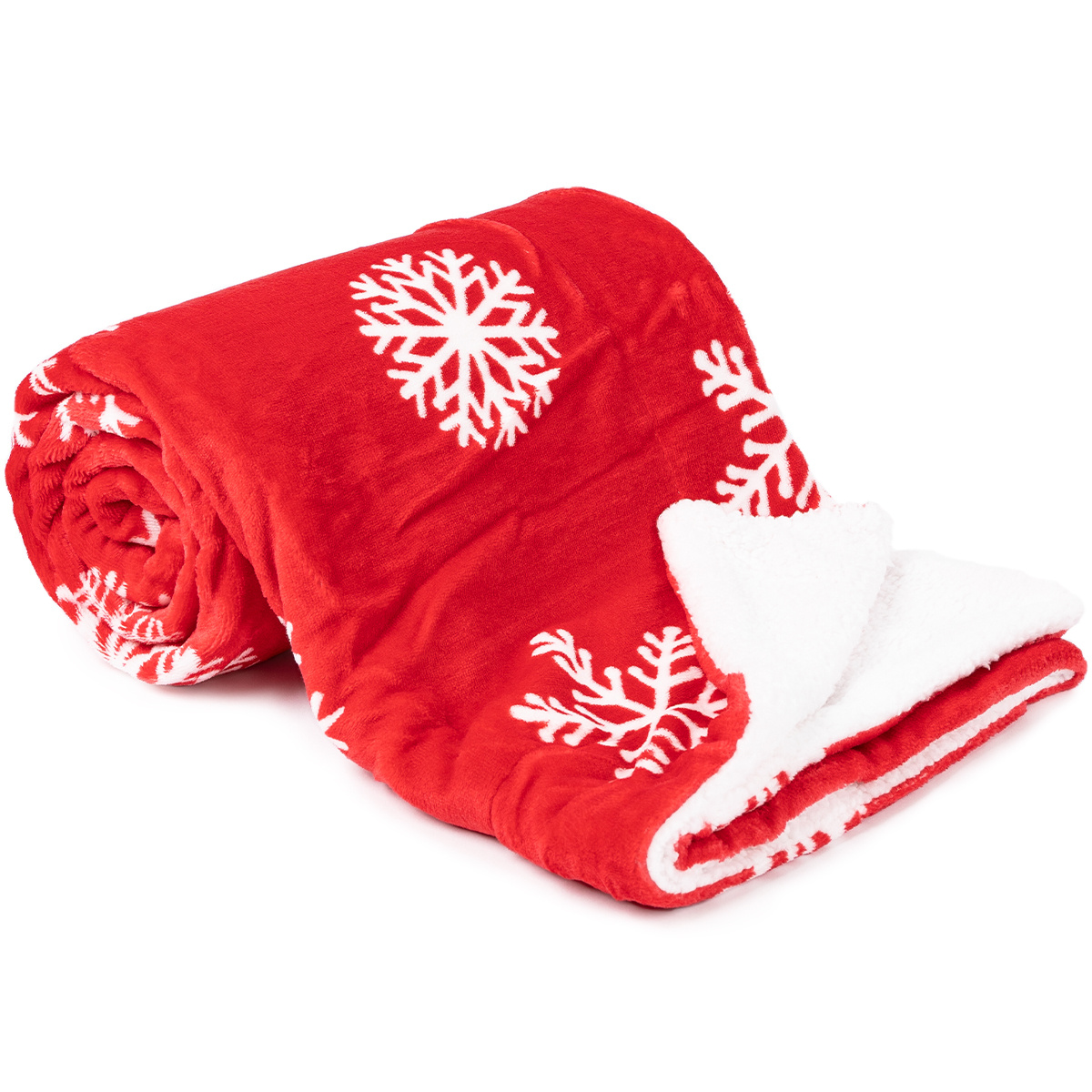 Pătură imitație de blăniță roșu cu fulgi, 150 x 130 cm 130