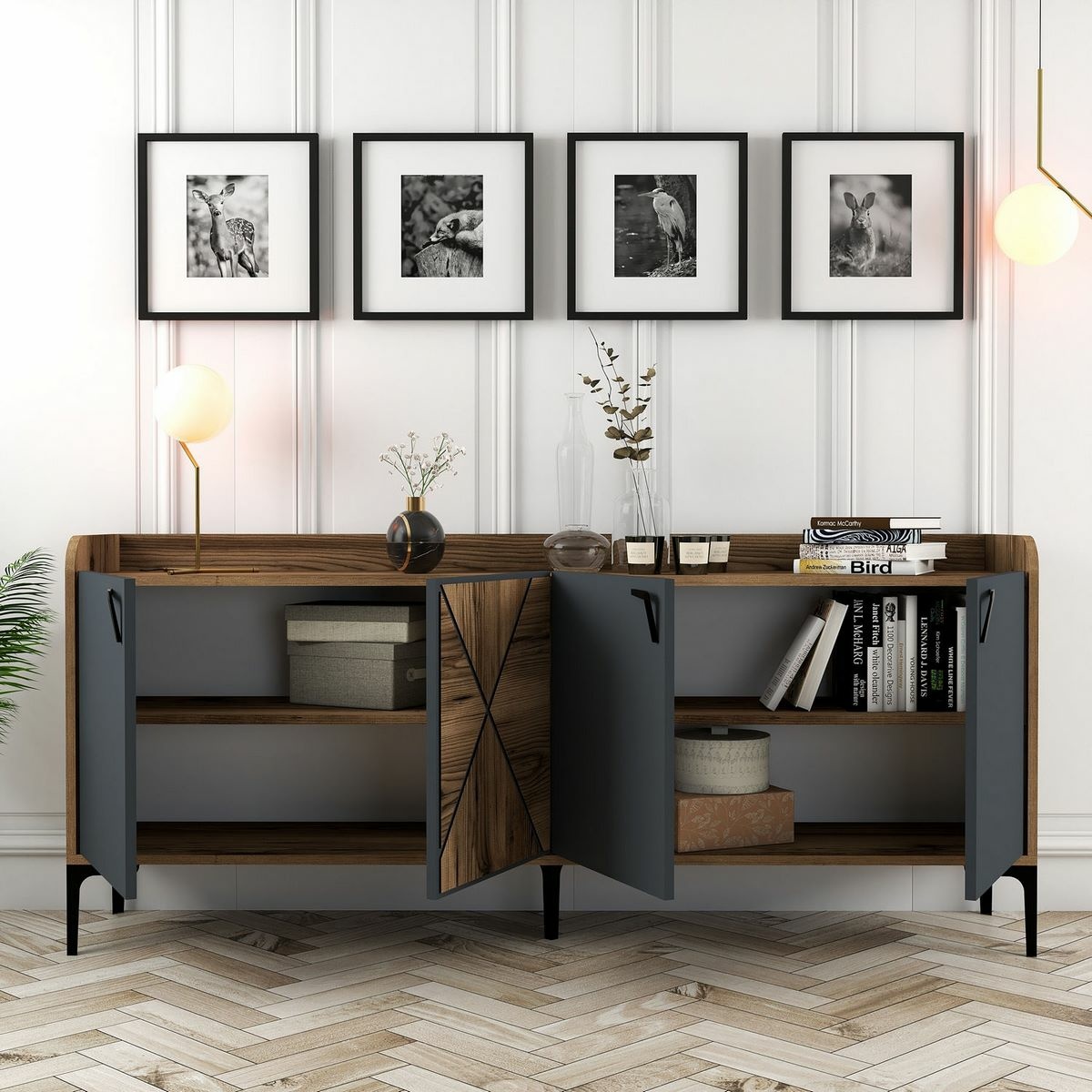 Skrinka Venedik Walnut and Anthracite