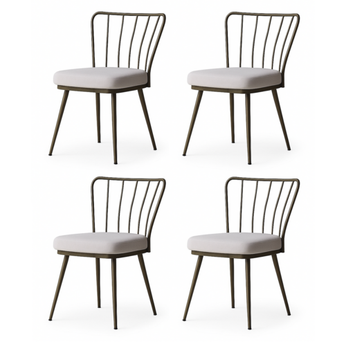 Yildiz Cream and Brown étkezőszék szett, 4 db