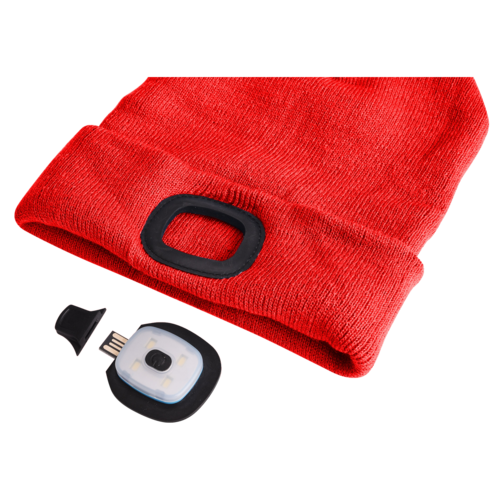 Sixtol Čepice s čelovkou 45 lm, USB, uni, červená