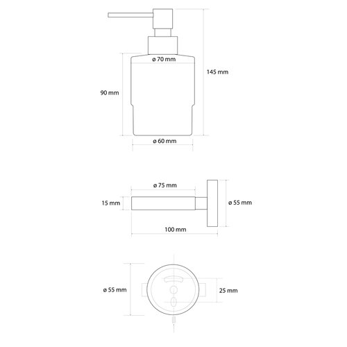 Sapho XR103GB X-Round Gold dozownik mydła 200 ml, szkło mleczne/złoty