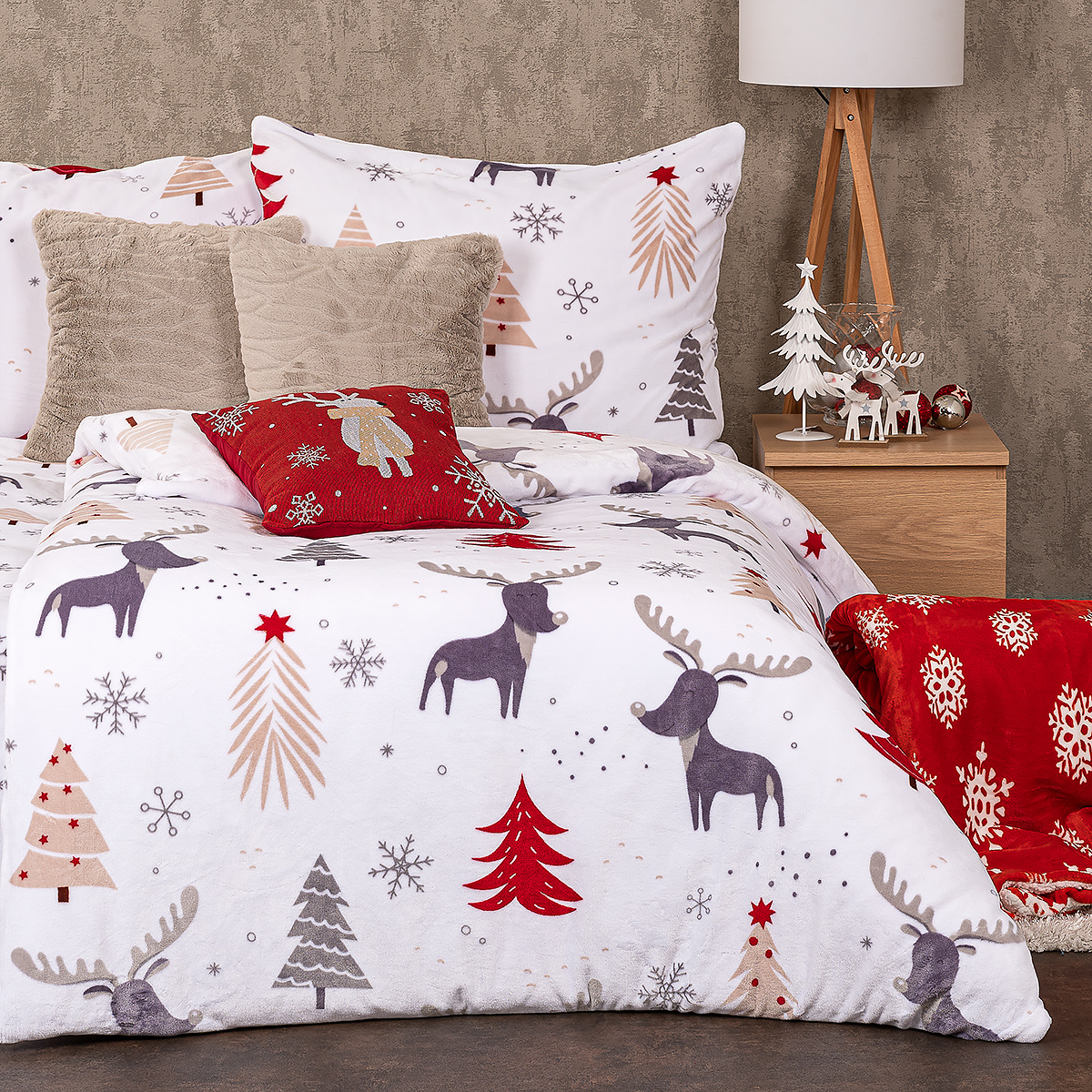 4Home Pościel mikroflanela Cute reindeer, 140 x 220 cm, 70 x 90 cm