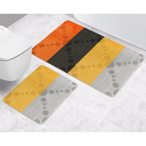 Bellatex Bademattenset ohne Ausschnitte Bany Strahlen Orange, 60 x 100 cm, 60 x 50 cm