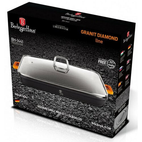 Tigaie grătar cu capac Berlinger Haus GranitDiamond Line, 34 cm