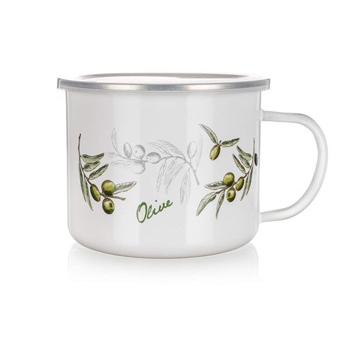 Banquet Smaltovaný hrnek s víčkem Olives 1,4 l