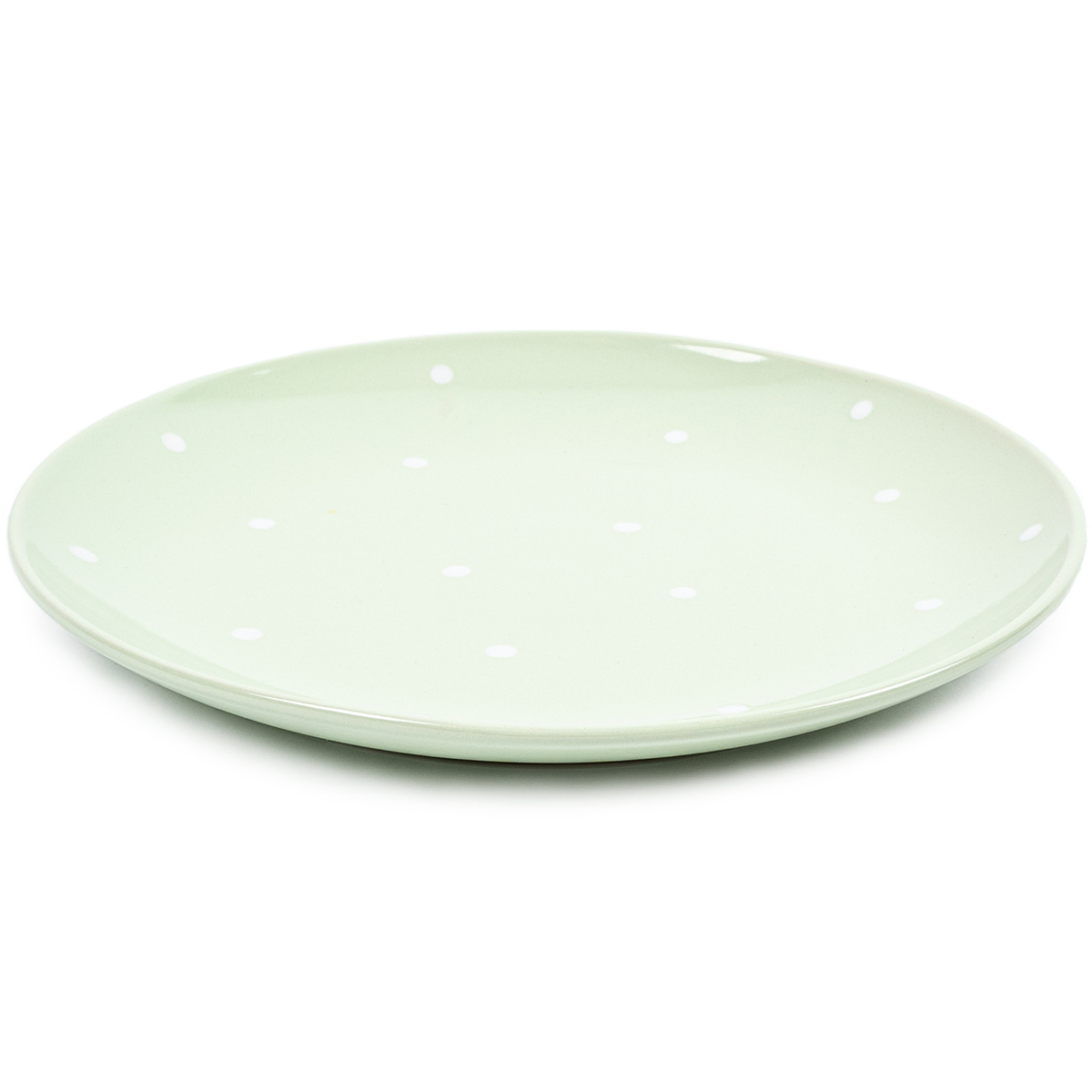 Farfurie ceramică întinsă cu buline,verde