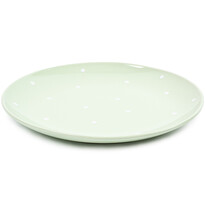 Pöttyös kerámia lapos tányér, zöld