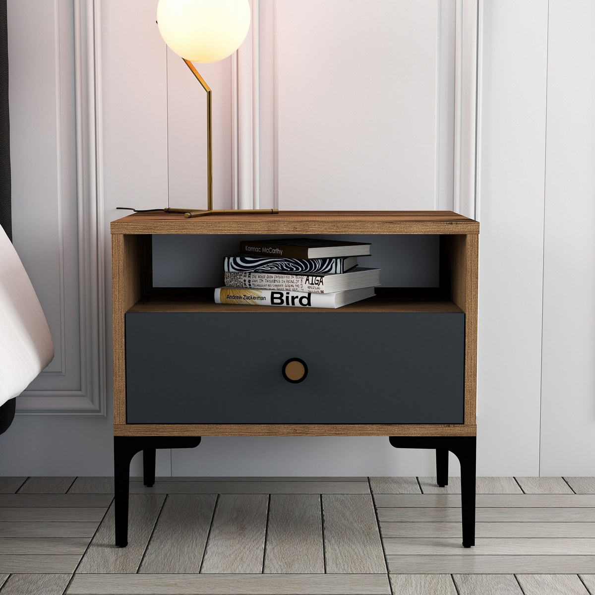Nočný stolík Lizbon Walnut Anthracite
