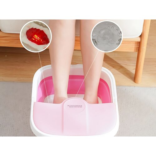 Składana wanna do masażu stóp z podgrzewaniem, różowy