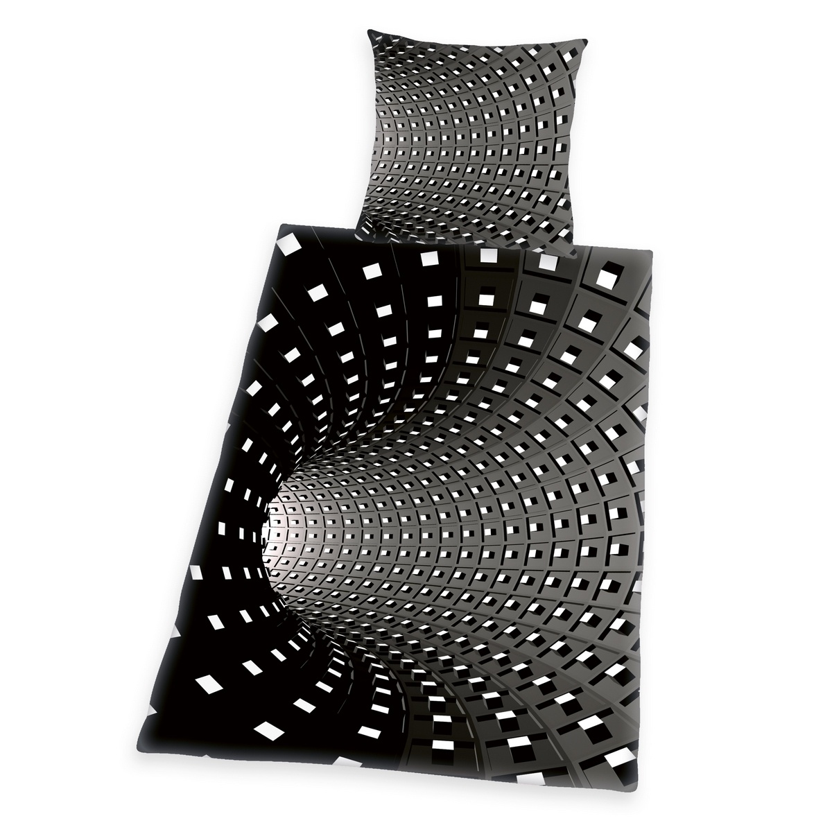 Lenjerie de pat din bumbac Herding 3D effect gri, 140 x 200 cm, 70 x 90 cm