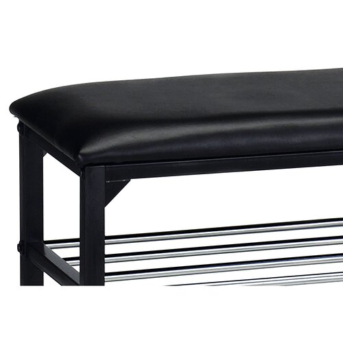 Cipőtartó állvány ülőkével, 2 szintes, fekete, 80x 30 x 45 cm
