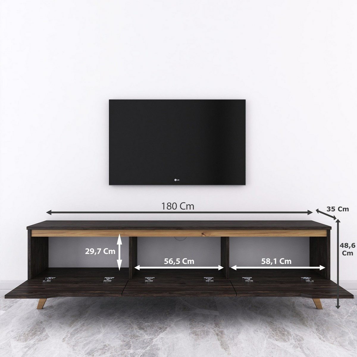 Televízny stolík Dita Black and Walnut