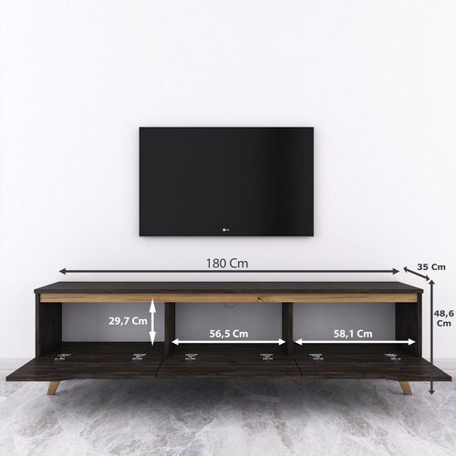 TV-Lowboard Dita Black and Walnut