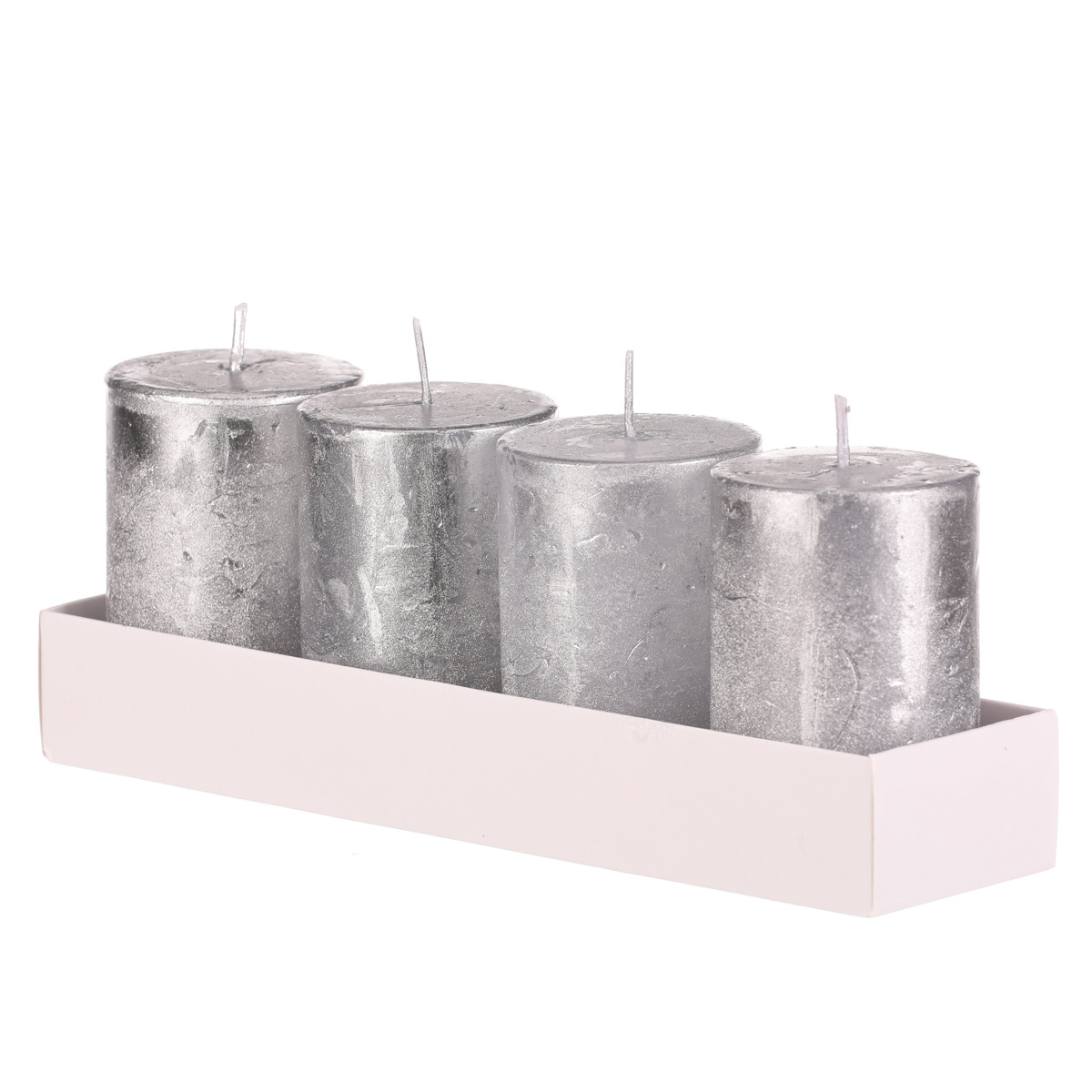 Adventi gyertya készlet ezüst, 4 db, paraffin, 8, 8 cm, ezüst akciós termékkép 1