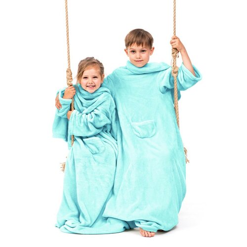 Decoking odeja z rokavi Lazy Kids turkizna, 90 x105 cm