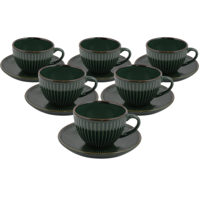 Linea kerámia csésze alátéttel 6 db-os szett 210 ml, zöld