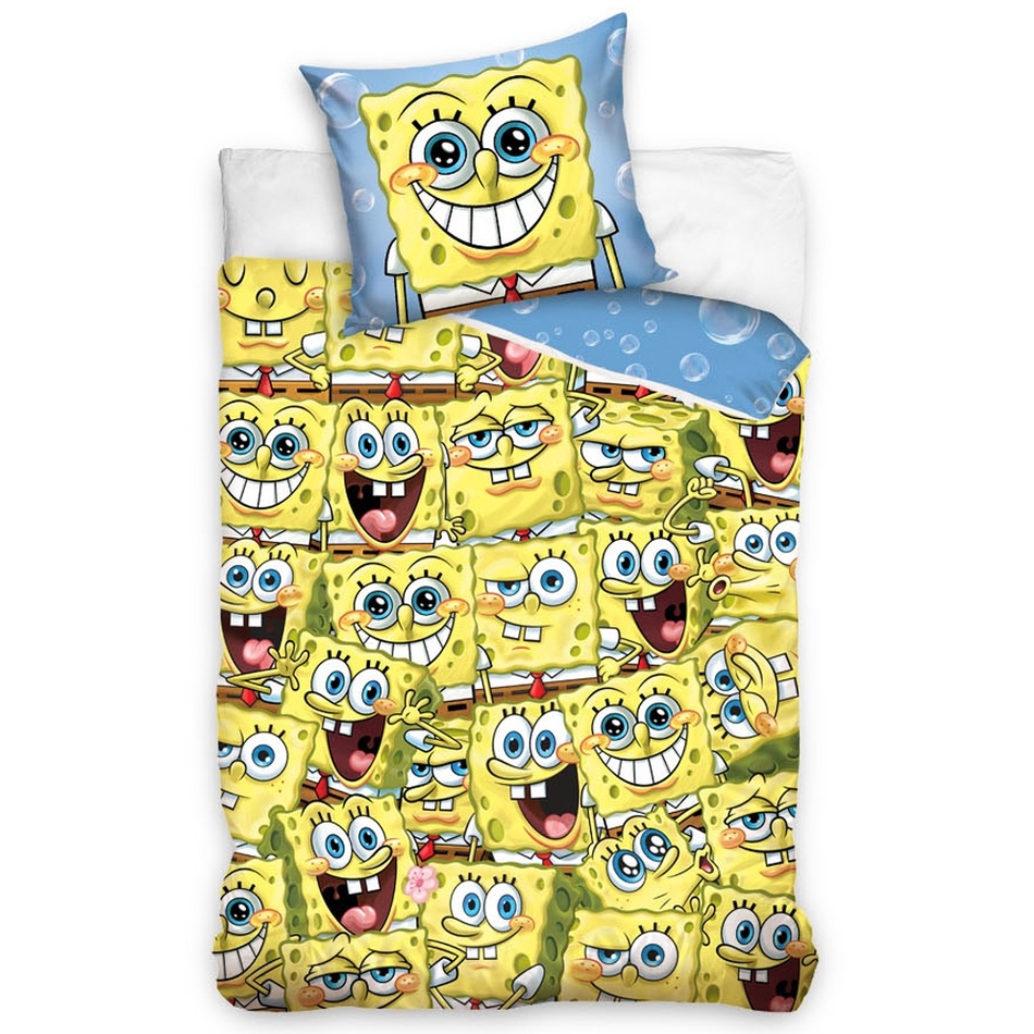 Dětské bavlněné povlečení Sponge Bob Kam se podíváš, 140 x 200 cm, 70 x 90 cm