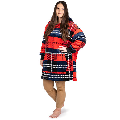 4Home Bluza z barankiem mikroplusz Krata , uni L męska