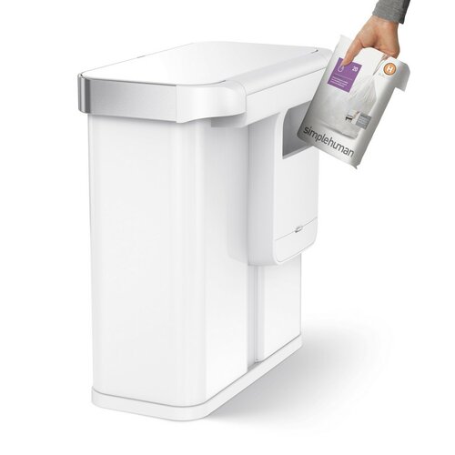 Simplehuman Bezdotykový koš s hlasovým senzorem na tříděný odpad 58 l, bílá