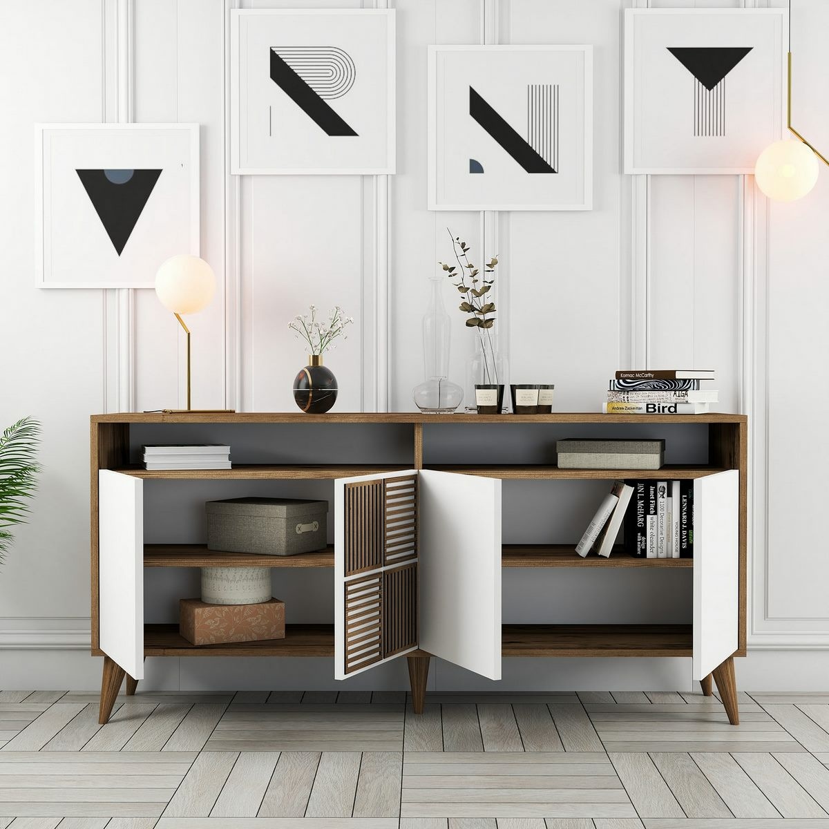 Skrinka Milan Walnut and White