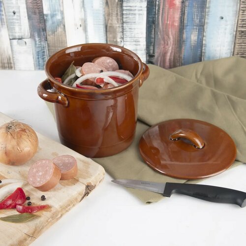 Oală de untură Orion din ceramică cu capac, 1,1 l