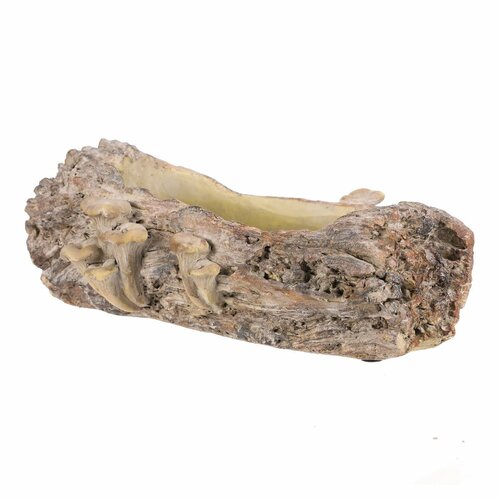 Übertopf aus Beton – Blumenkasten, Holz mit Pilzen, 36 x 18 x 13 cm, braun