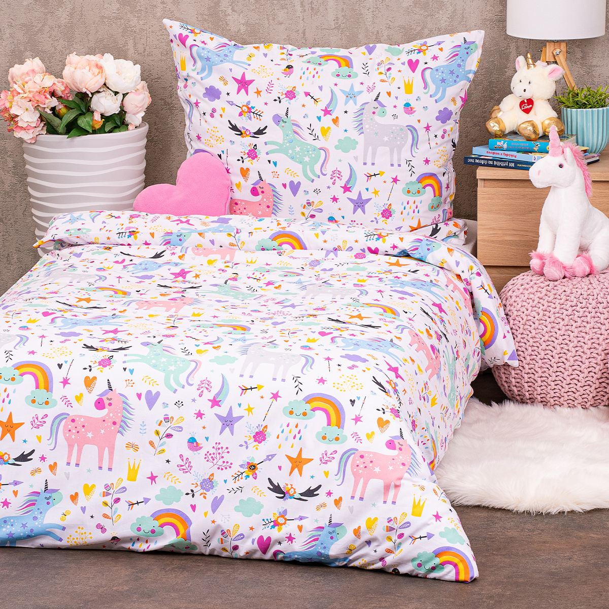 4Home Unicorns gyerek pamut ágyneműhuzat, 140 x 200 cm, 70 x 90 cm termék 2. képe