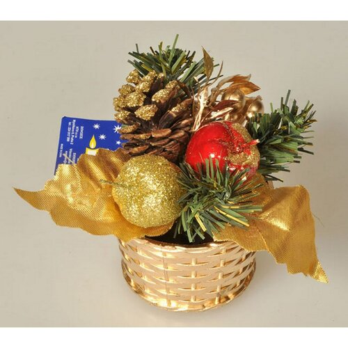 Vianočný zdobený košík, v. 14 cm, zlatý, zlatá